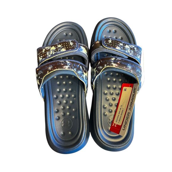 Under Armour woman’s 10 Ansa Studio blue galaxy Graphic Slides new - Picture 2 of 5